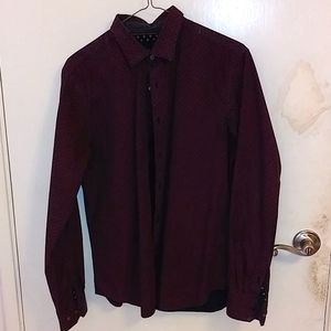Burgundy Long Sleeve Casual Button Down